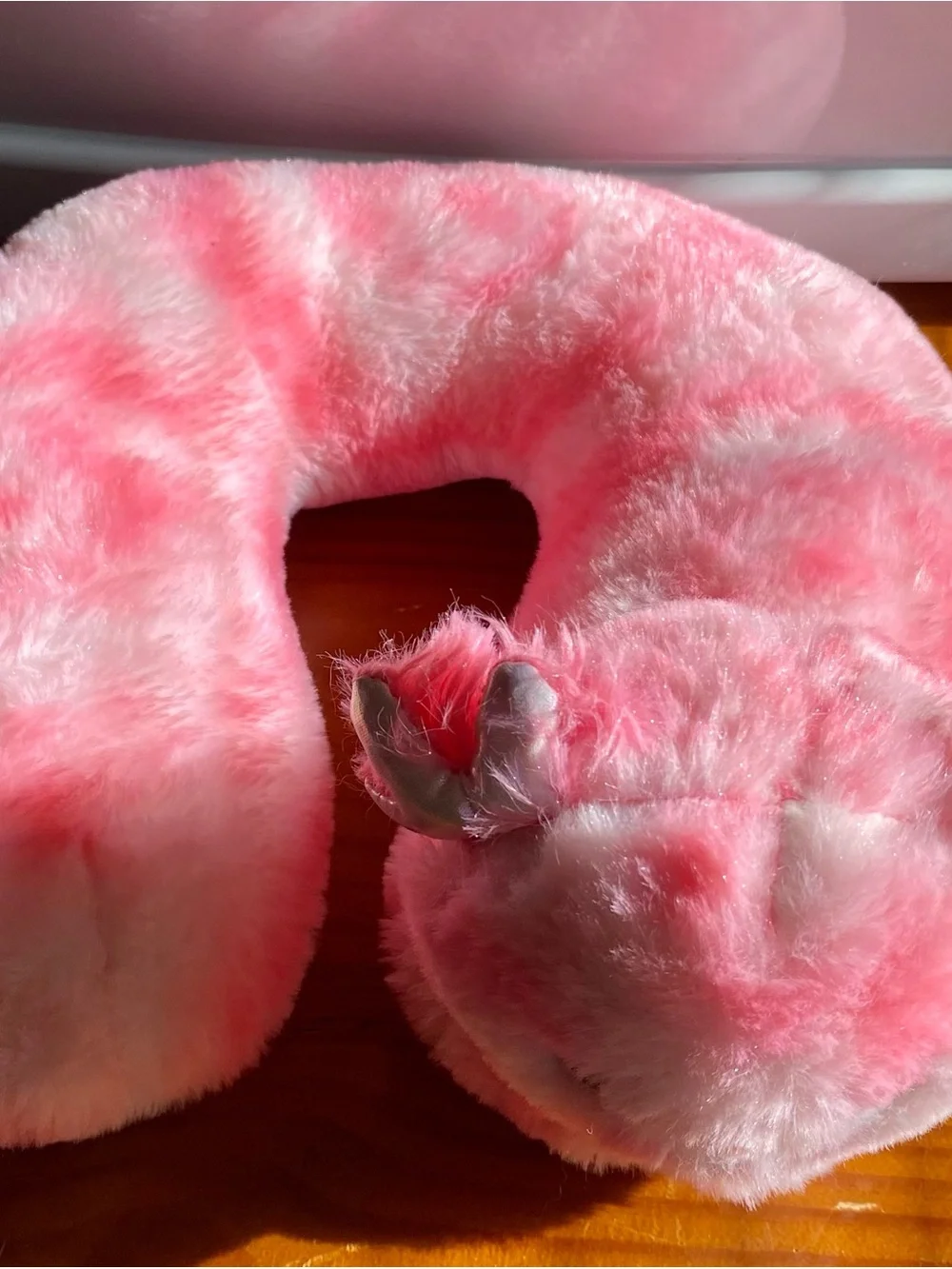 Axolotyl Plush Pink Travel Neck Pillow - Soft Fuzzy Accent